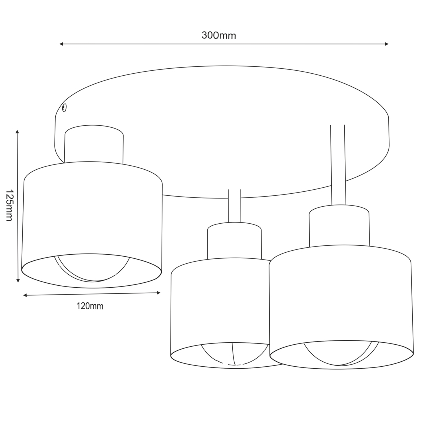 Griestu lampa PARKLA 3xE27/15W/230V melna