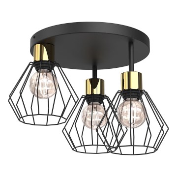 Griestu lampa PARKLA 3xE27/15W/230V melna/zelta