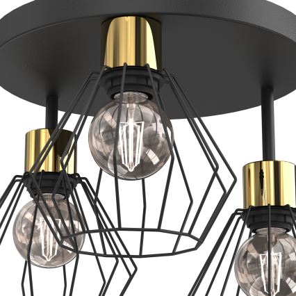 Griestu lampa PARKLA 3xE27/15W/230V melna/zelta