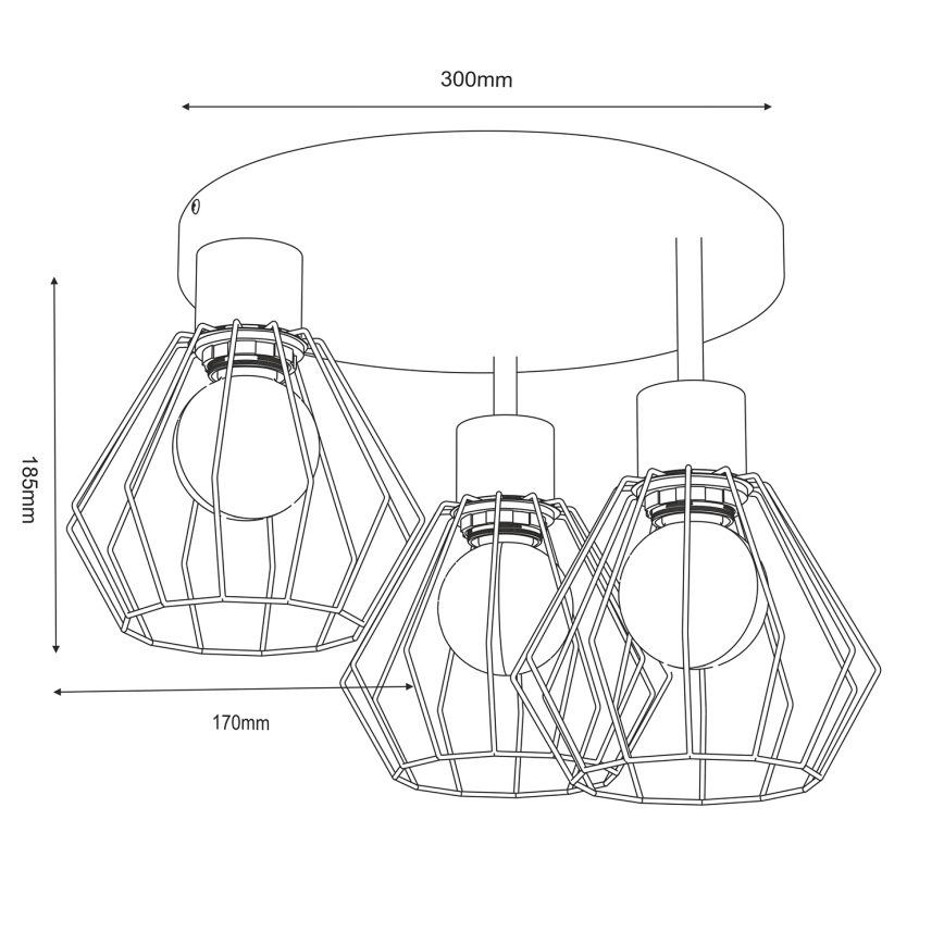 Griestu lampa PARKLA 3xE27/15W/230V melna/zelta