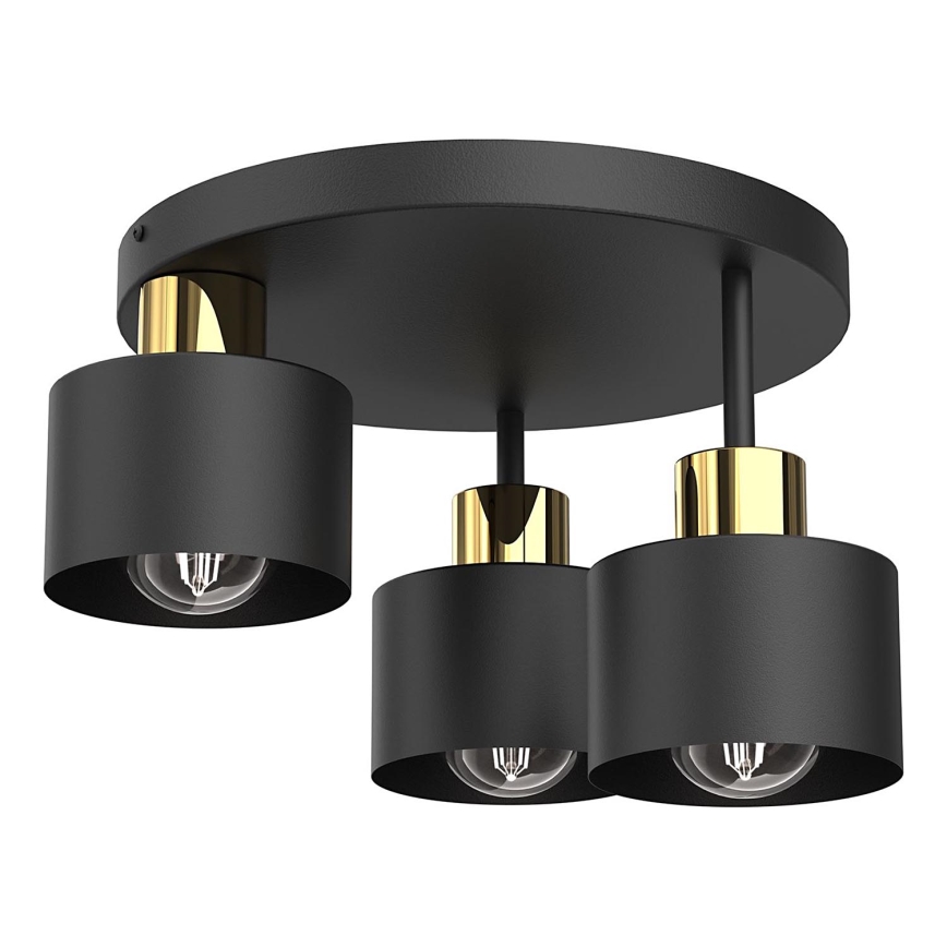 Griestu lampa PARKLA 3xE27/15W/230V melna/zelta