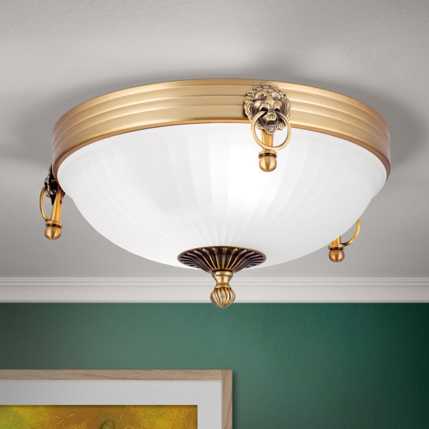 Griestu lampa ROCCA 2xE27/60W/230V d. 31 cm bronza/balta