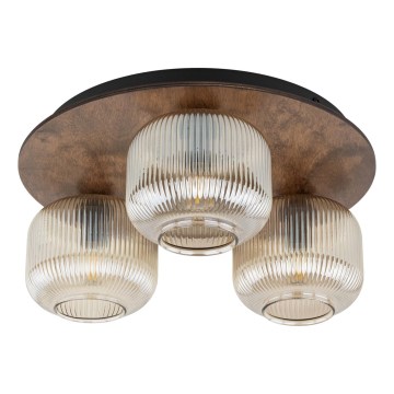 Griestu lampa SALVIA 3xE14/10W/230V Ø 40 cm brūna/dūmaina brūna