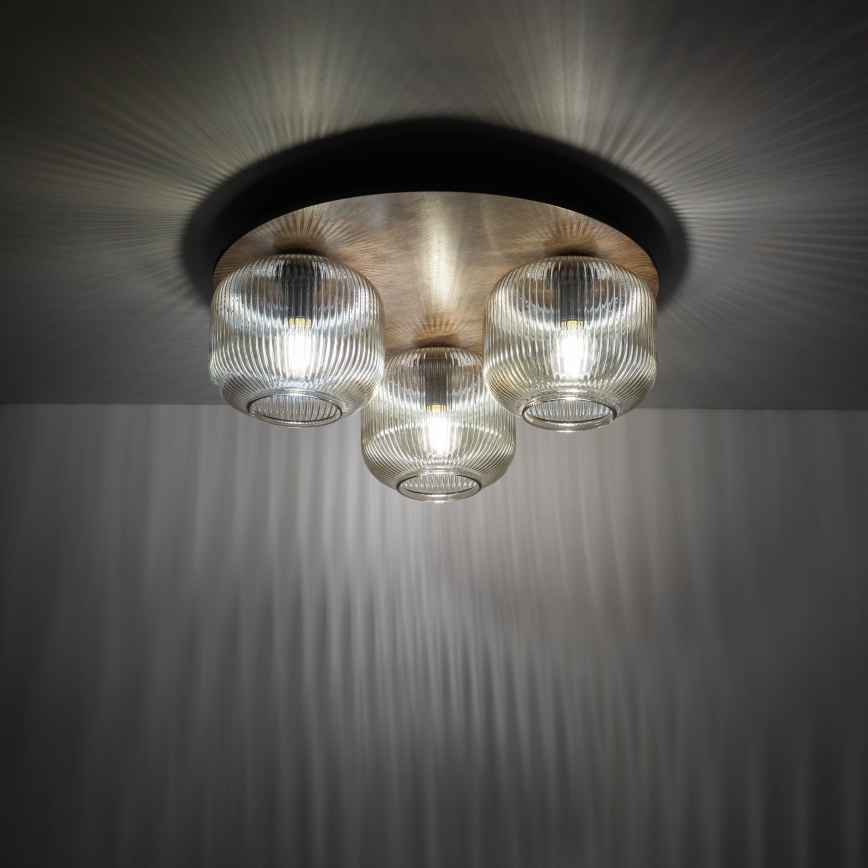 Griestu lampa SALVIA 3xE14/10W/230V Ø 40 cm brūna/dūmaina brūna