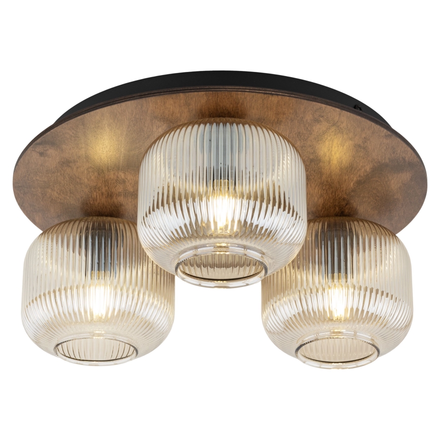 Griestu lampa SALVIA 3xE14/10W/230V Ø 40 cm brūna/dūmaina brūna