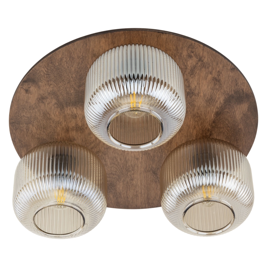 Griestu lampa SALVIA 3xE14/10W/230V Ø 40 cm brūna/dūmaina brūna
