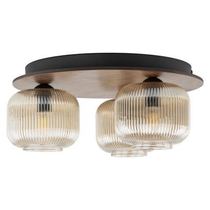 Griestu lampa SALVIA 3xE14/10W/230V Ø 40 cm brūna/dūmaina brūna