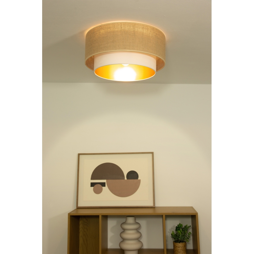 Griestu lampa SARTA 1xE27/60W/230V Ø 45 cm balta/džuta