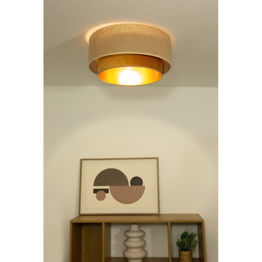Griestu lampa SARTA 1xE27/60W/230V Ø 45 cm miedzēta/džuta