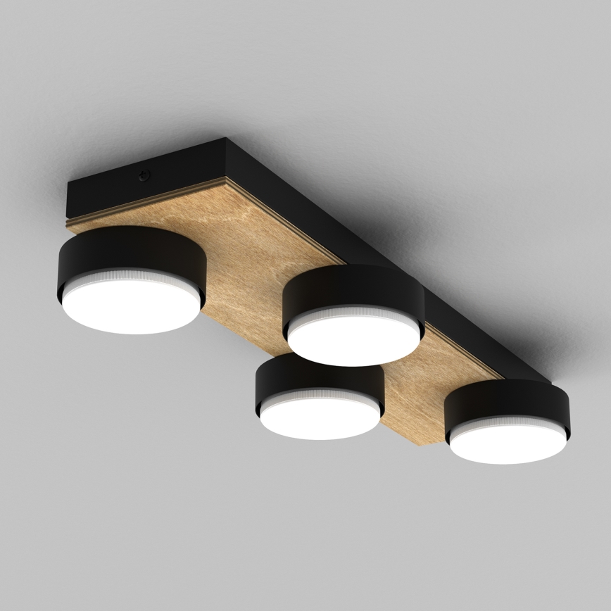 Griestu lampa SEMA 4xGX53/15W/230V melna/brūna/ozols