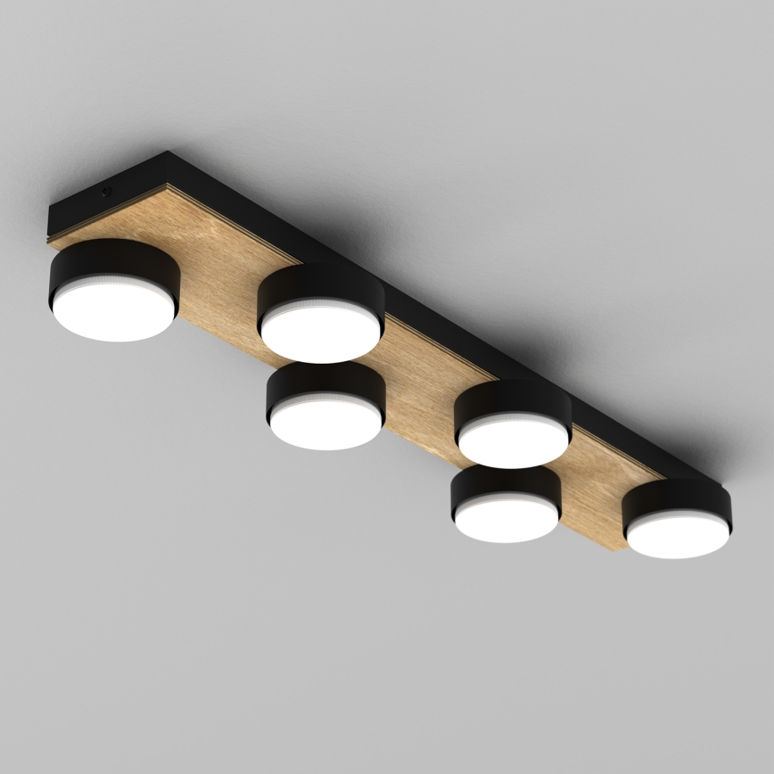 Griestu lampa SEMA 6xGX53/15W/230V melna/brūna/ozols
