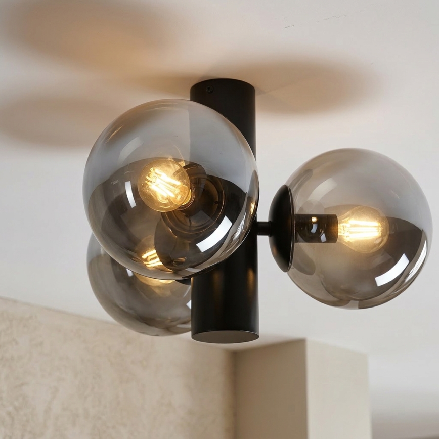 Griestu lampa SFERIO 3xE14/5W/230V melna/dūmaina melna