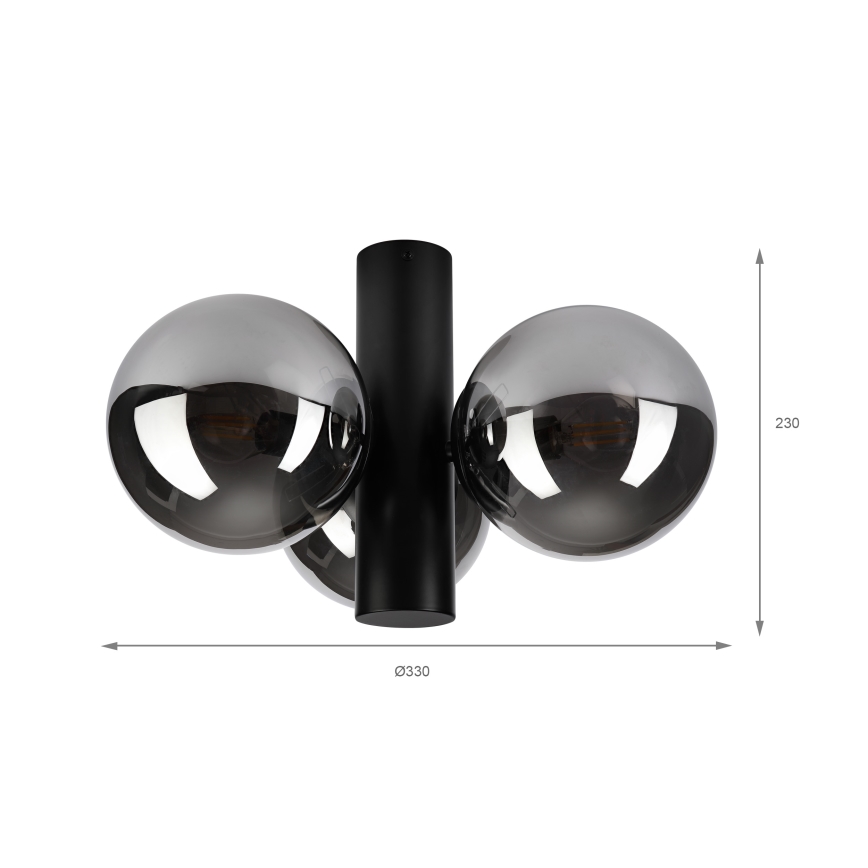 Griestu lampa SFERIO 3xE14/5W/230V melna/dūmaina melna