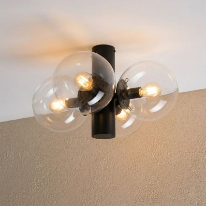 Griestu lampa SFERIO 4xE14/5W/230V melna/caurspīdīga