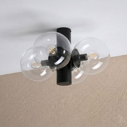 Griestu lampa SFERIO 4xE14/5W/230V melna/caurspīdīga