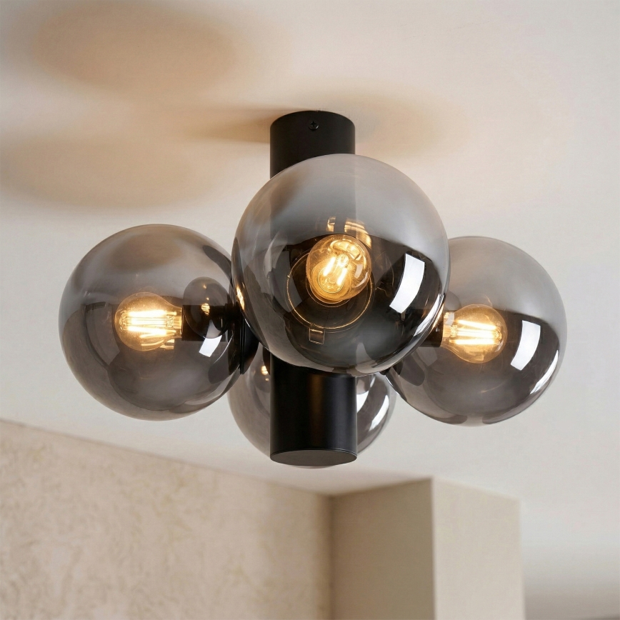 Griestu lampa SFERIO 4xE14/5W/230V melna/dūmaina melna