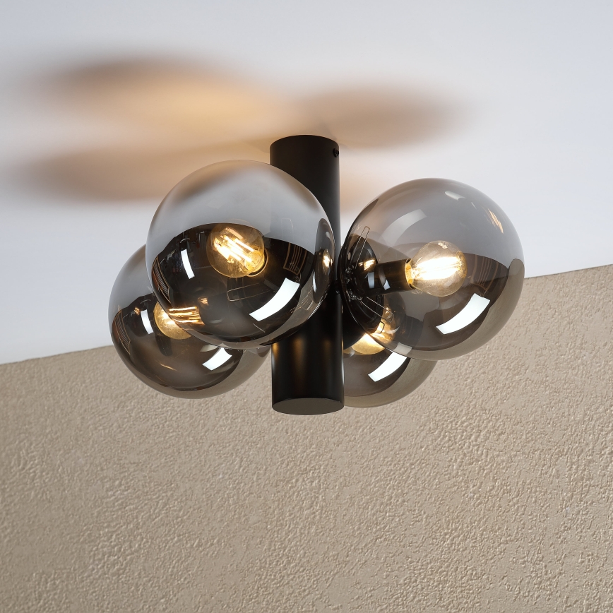 Griestu lampa SFERIO 4xE14/5W/230V melna/dūmaina melna
