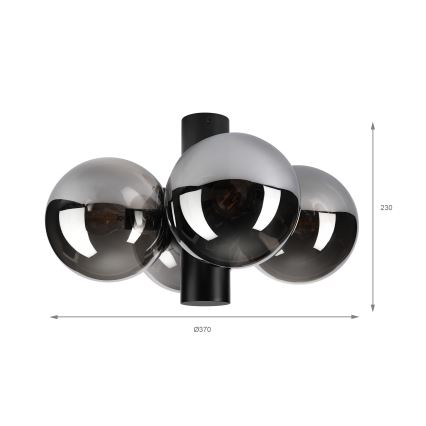 Griestu lampa SFERIO 4xE14/5W/230V melna/dūmaina melna