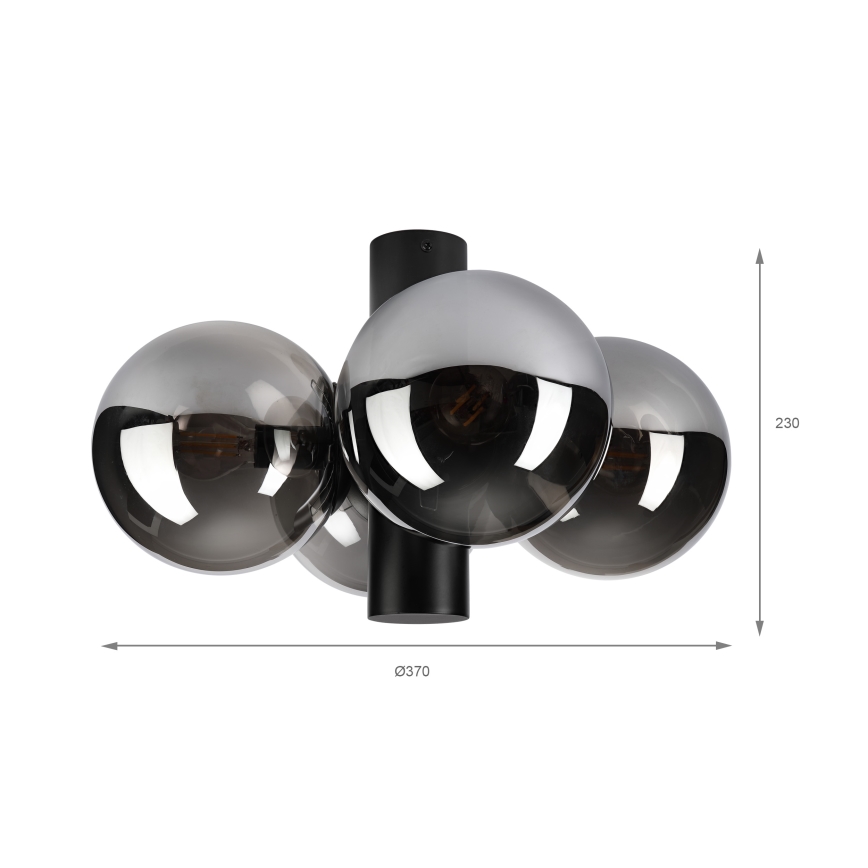 Griestu lampa SFERIO 4xE14/5W/230V melna/dūmaina melna