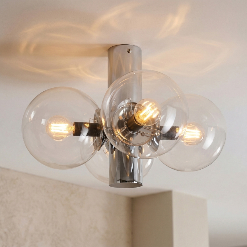Griestu lampa SFERIO 4xE14/5W/230V spīdīgs hroms/caurspīdīgs