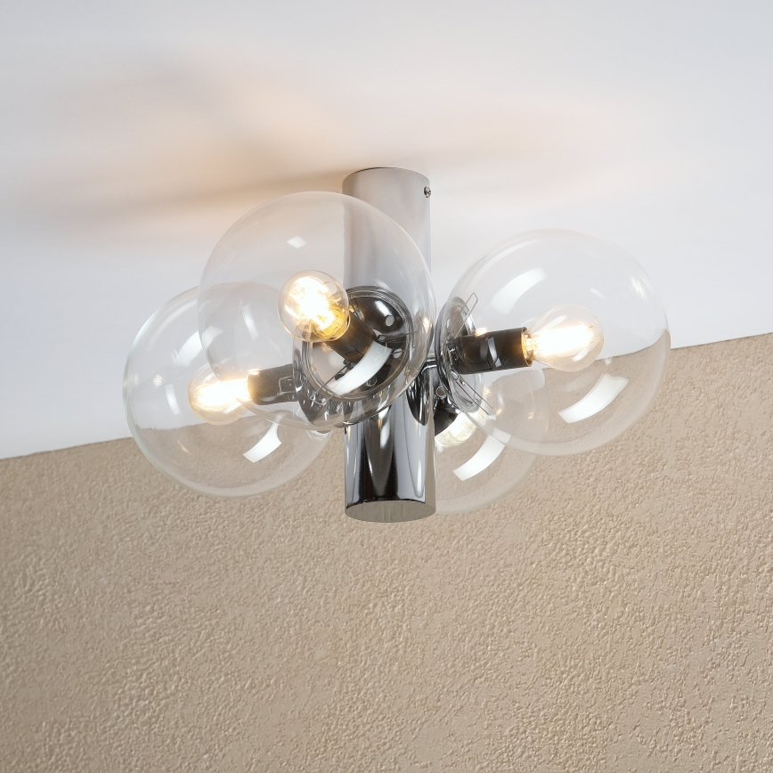 Griestu lampa SFERIO 4xE14/5W/230V spīdīgs hroms/caurspīdīgs