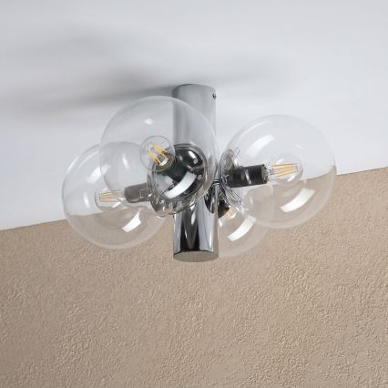 Griestu lampa SFERIO 4xE14/5W/230V spīdīgs hroms/caurspīdīgs