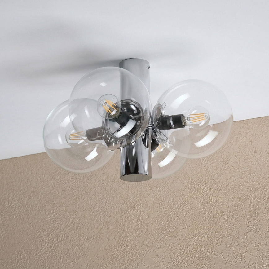 Griestu lampa SFERIO 4xE14/5W/230V spīdīgs hroms/caurspīdīgs