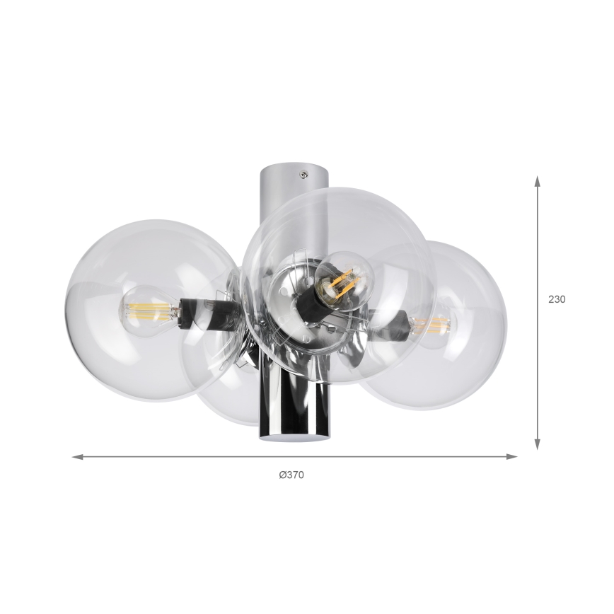 Griestu lampa SFERIO 4xE14/5W/230V spīdīgs hroms/caurspīdīgs