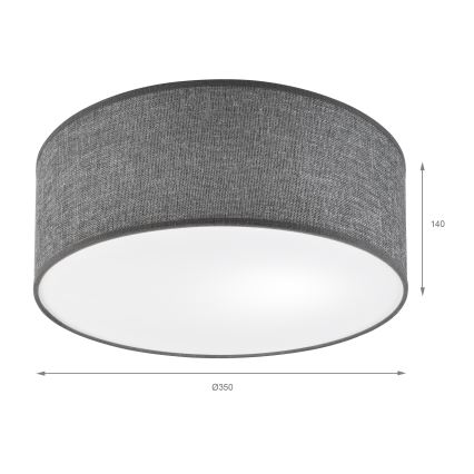 Griestu lampa SIRJA 1xE27/15W/230V Ø 35 cm pelēka