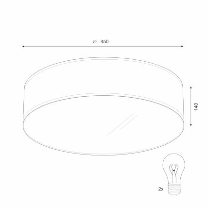 Griestu lampa SIRJA 2xE27/15W/230V, diam. 45 cm, balta