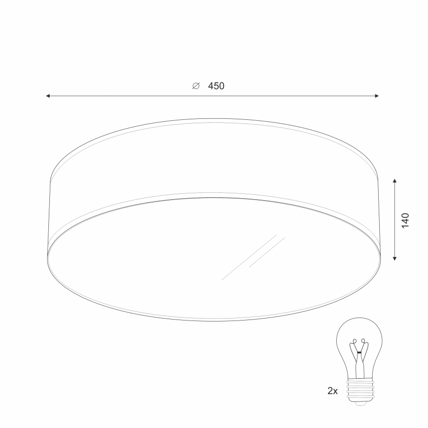 Griestu lampa SIRJA 2xE27/60W/230V d. 45 cm krēmkrāsa