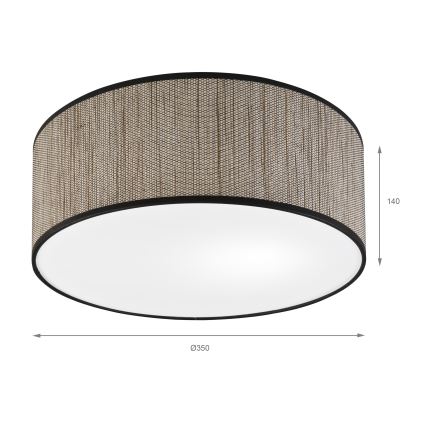 Griestu lampa SIRJA 2×E27/15W/230V, Ø 35 cm, brūna