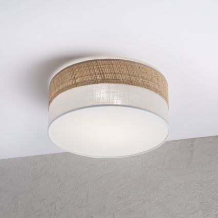 Griestu lampa SIRJA DOUBLE BOHO 2xE14/15W/230V Ø 35 cm bēša/balta