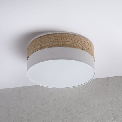 Griestu lampa SIRJA DOUBLE BOHO 2xE14/15W/230V Ø 35 cm bēša/balta