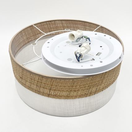 Griestu lampa SIRJA DOUBLE BOHO 2xE14/15W/230V Ø 35 cm bēša/balta