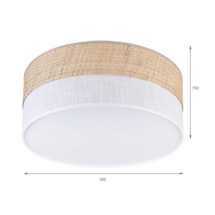 Griestu lampa SIRJA DOUBLE BOHO 2xE14/15W/230V Ø 35 cm bēša/balta