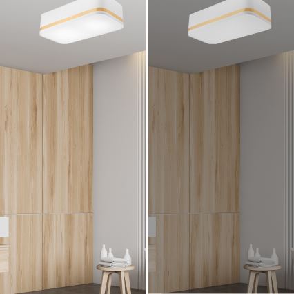 Griestu lampa SIRJA SQUARE STRIPE 2xE27/15W/230V balta/zelta