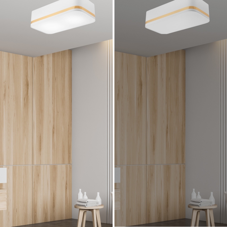 Griestu lampa SIRJA SQUARE STRIPE 2xE27/15W/230V balta/zelta