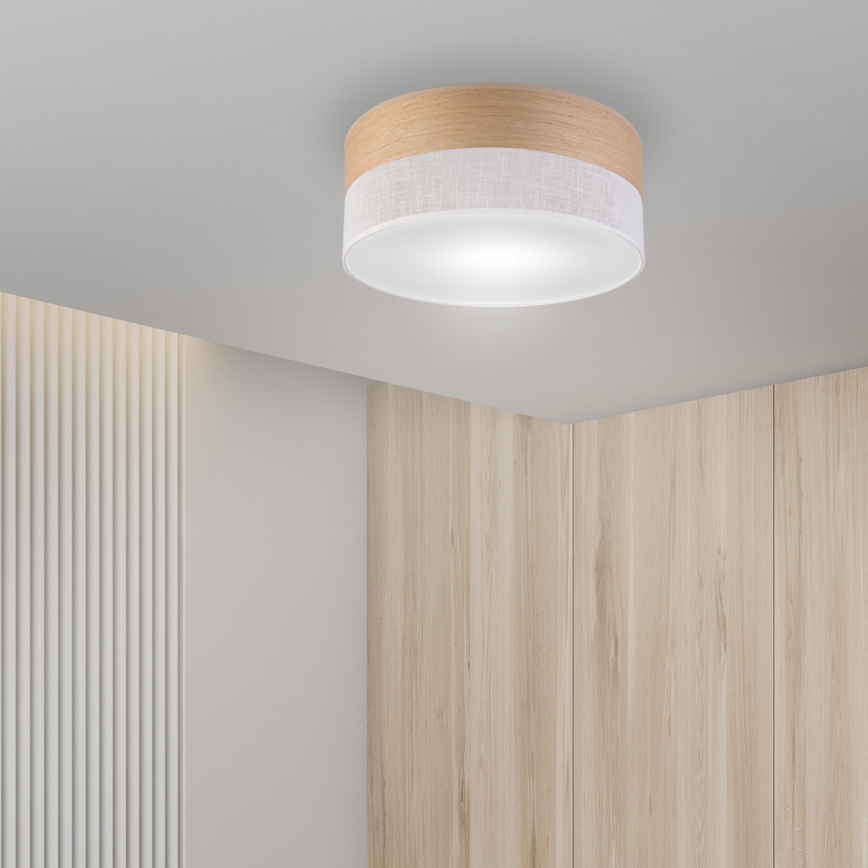 Griestu lampa SIRJA WOOD 1xE27/15W/230V d. 35 cm balta/ozols