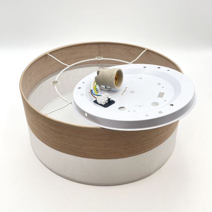 Griestu lampa SIRJA WOOD 1xE27/15W/230V d. 35 cm balta/ozols