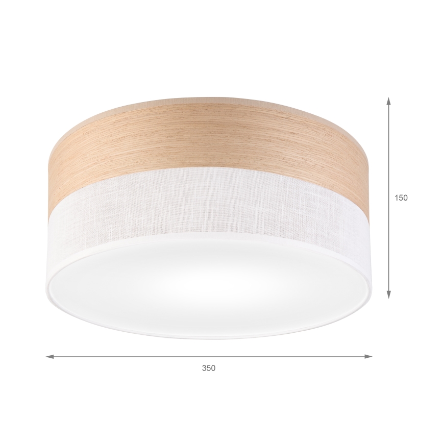 Griestu lampa SIRJA WOOD 1xE27/15W/230V d. 35 cm balta/ozols