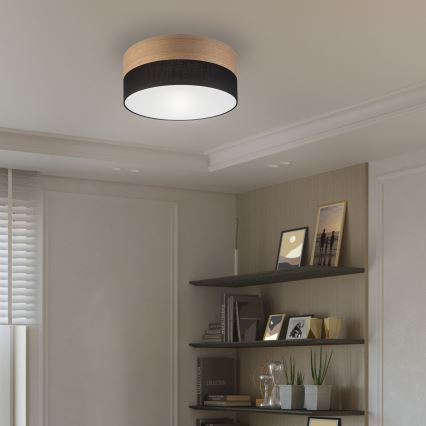Griestu lampa SIRJA WOOD 1xE27/15W/230V d. 35 cm melna/ozols