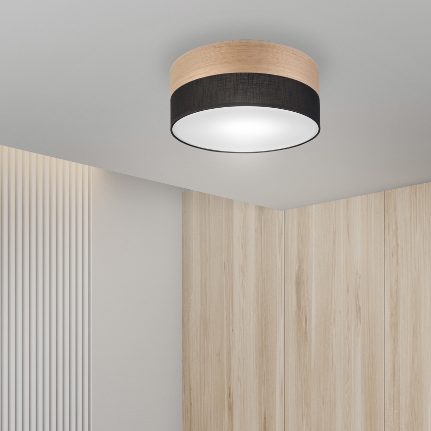 Griestu lampa SIRJA WOOD 1xE27/15W/230V d. 35 cm melna/ozols