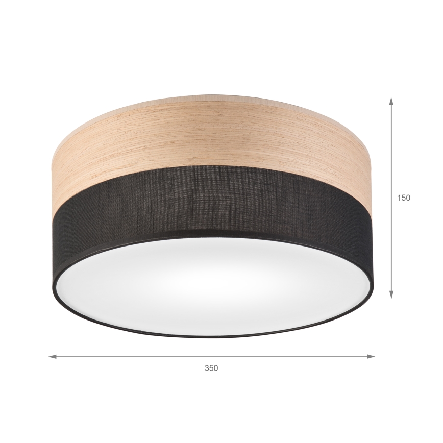 Griestu lampa SIRJA WOOD 1xE27/15W/230V d. 35 cm melna/ozols