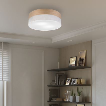 Griestu lampa SIRJA WOOD 2xE27/15W/230V d. 45 cm balta/ozols