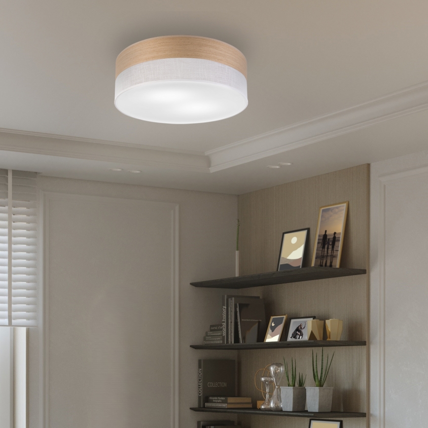 Griestu lampa SIRJA WOOD 2xE27/15W/230V d. 45 cm balta/ozols