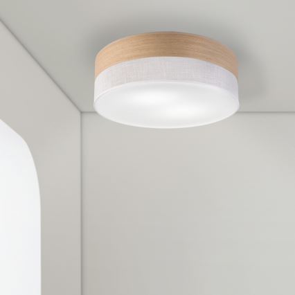 Griestu lampa SIRJA WOOD 2xE27/15W/230V d. 45 cm balta/ozols