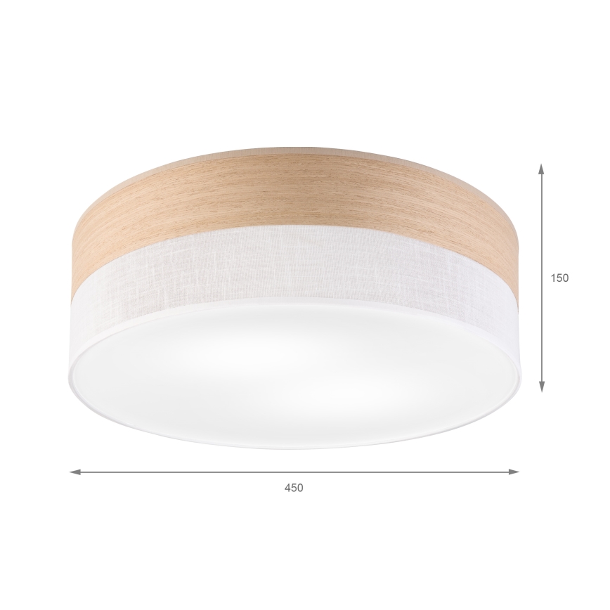 Griestu lampa SIRJA WOOD 2xE27/15W/230V d. 45 cm balta/ozols