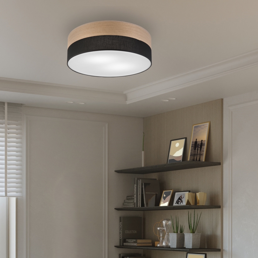 Griestu lampa SIRJA WOOD 2xE27/15W/230V d. 45 cm melna/ozols