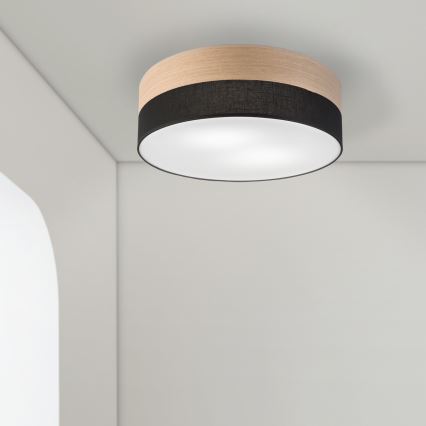 Griestu lampa SIRJA WOOD 2xE27/15W/230V d. 45 cm melna/ozols